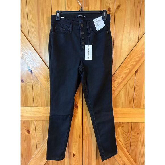 CALVIN KLEIN Womens Black High Rise Skinny Button Fly Jeans NWT Size 4 (5081) - Picture 1 of 9